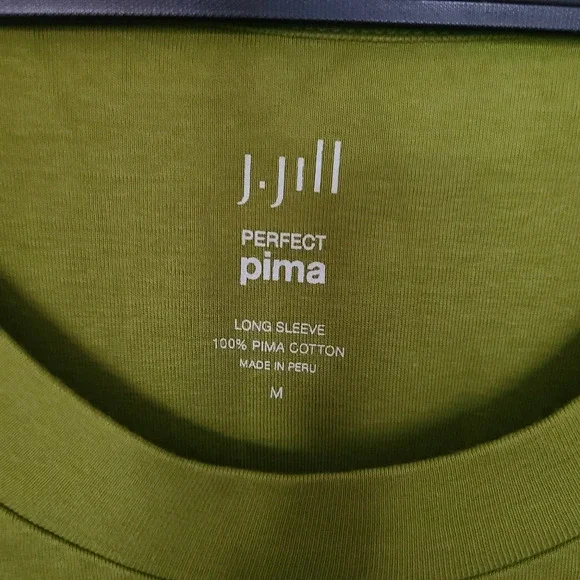 NWT J. Jill Green Apple Perfect Pima Long Sleeve Top Size Medium 100% PimaCotton - Picture 3 of 5
